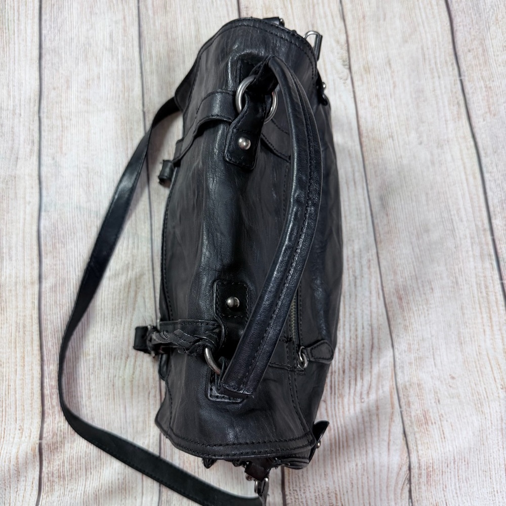 Frye Large Cameron Black Leather Satchel - Picture 8 of 9
